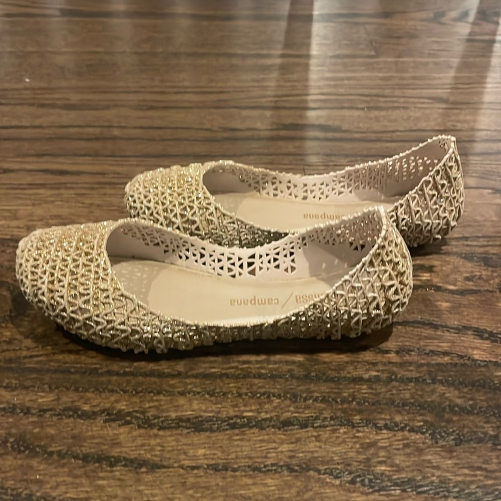 Mini Melissa Campana Gold glitter dress shoes size 13 USA - perfect for Easter!